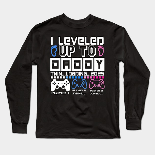 I Leveled Up To Daddy. Twin boy & girl Loading 2025. Soon To Be Dad Long Sleeve T-Shirt by ShopiLike